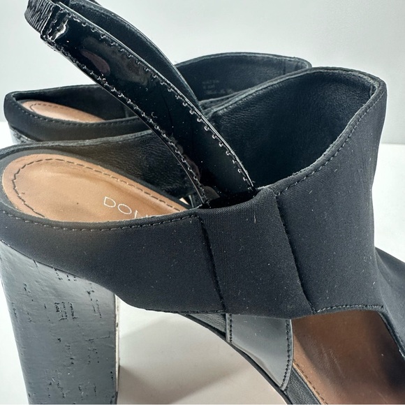 Donald Pliner Katya Block Heels Black Open Toe Slingback Sandel 8.5 Straps - Picture 4 of 11